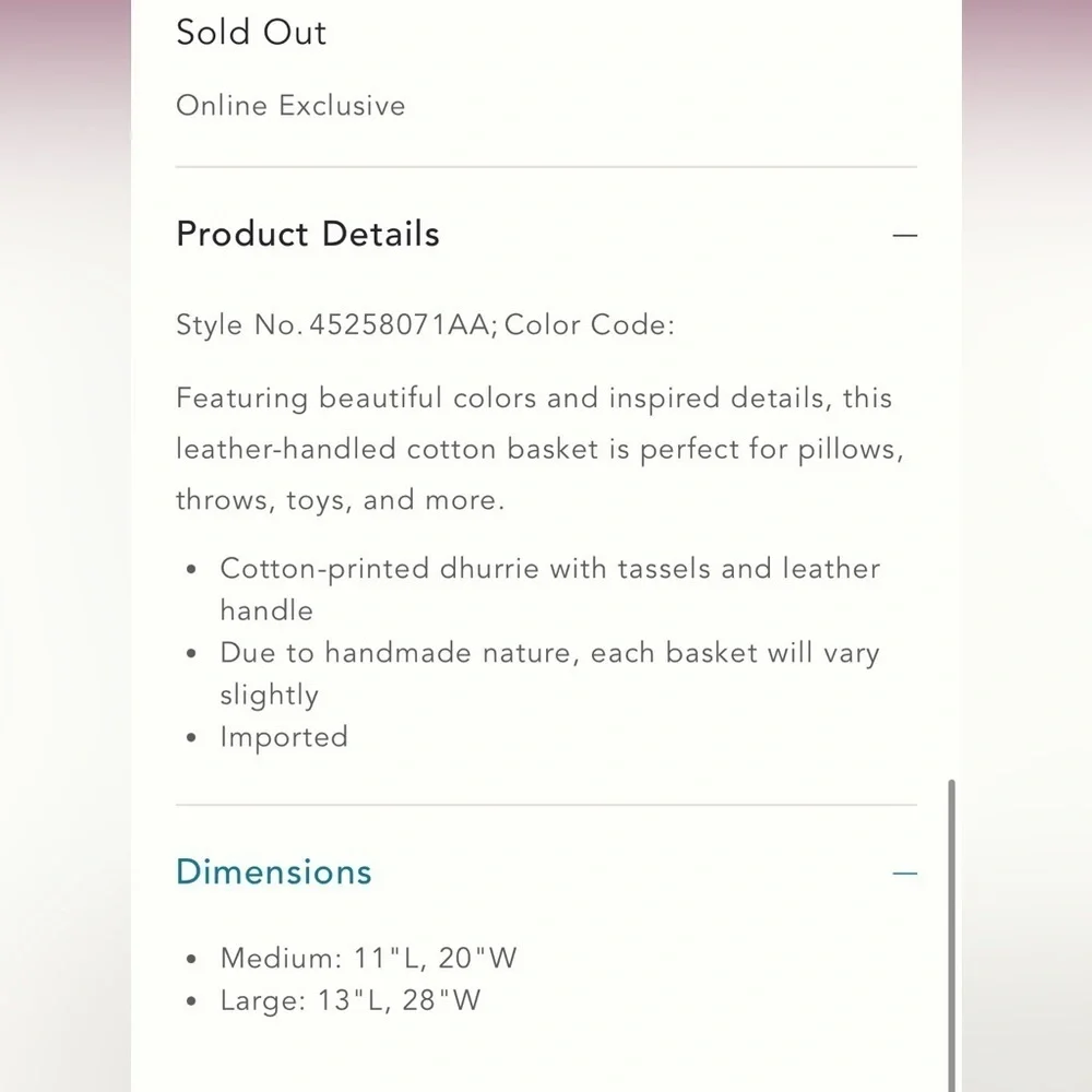 Anthropologie Andre Basket NWT